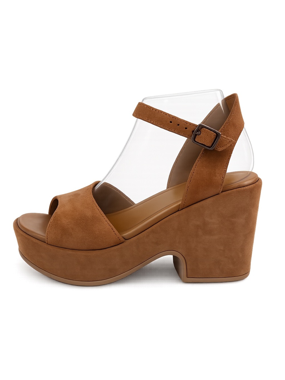 Bueno Sadie Platform Wedge Open Toe Shoes Sandals Brown Suede size 36 6 Boho 70s